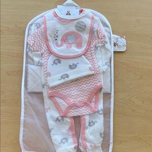 Rene Rofe Pink and White Elephant Baby Set